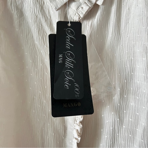 NWT Mango MNG Suit Silk Cream Long Sleeve Blouse Size 8 - Picture 7 of 12